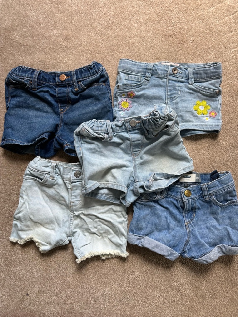 3T Toddler Girls' Denim Shorts Bundle in Light and Dark Blue